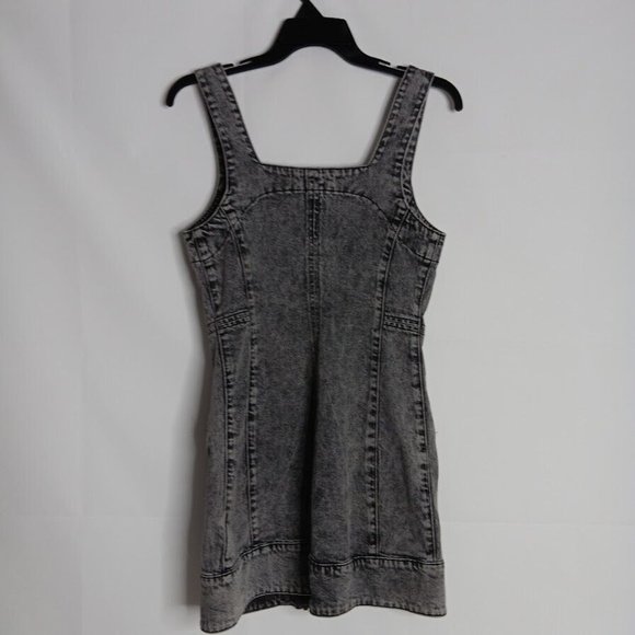 Free People Johnny Black Denim Mini Dress Acid Wash Fitted size 2 - Picture 4 of 12